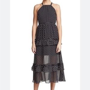 NWT endless rose polka dot maxi dress with ruffle detail and halter neck